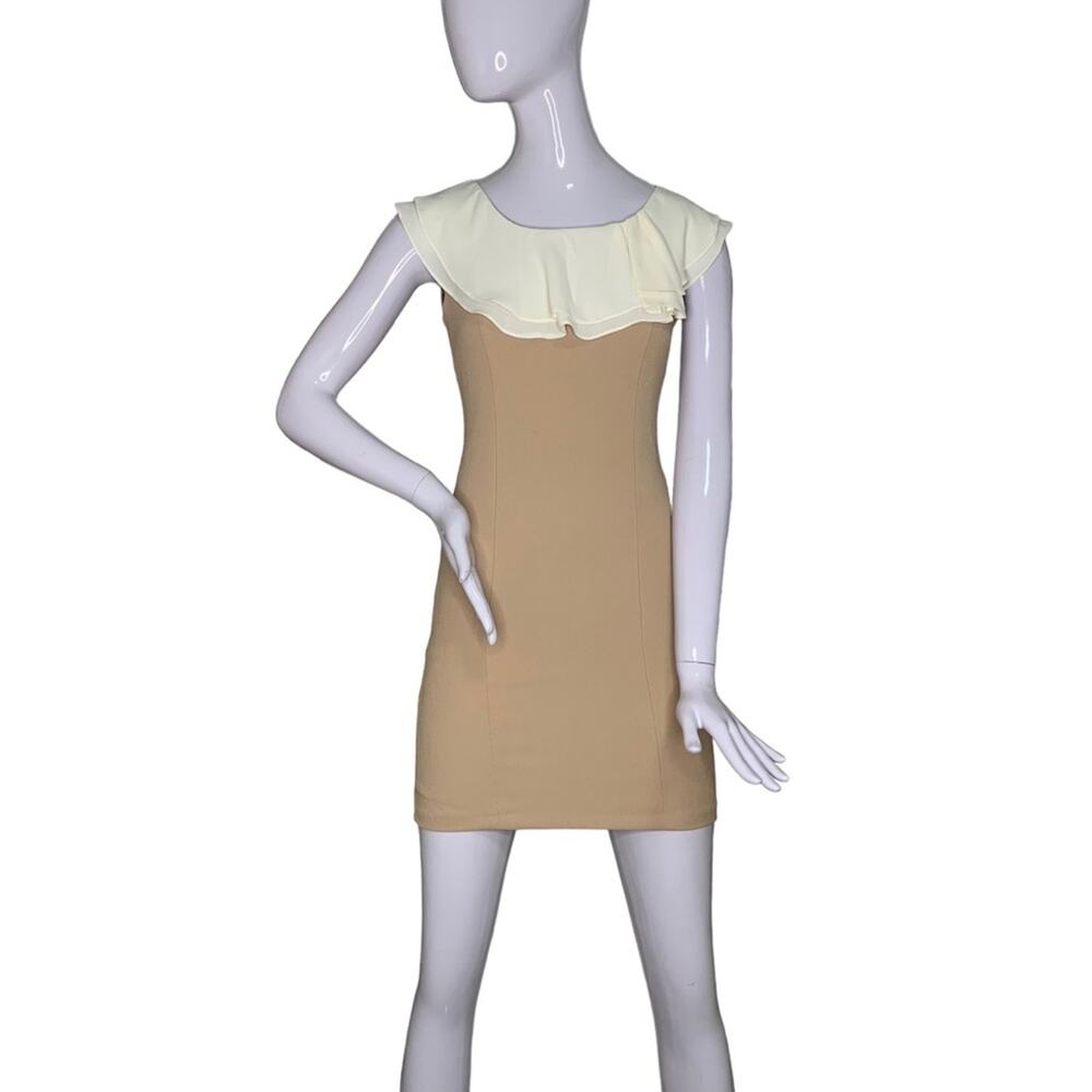 Lollipop Mini Dress Size XS Cream Bertha Collar Sleeveless Hidden Zipper on Back